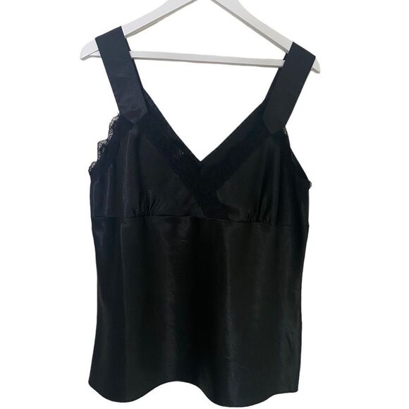 Apostrophe XL black satin camisole top with lace trim - Picture 1 of 8